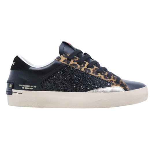 Crime London Distressed 28002 in pelle nera e glitter 