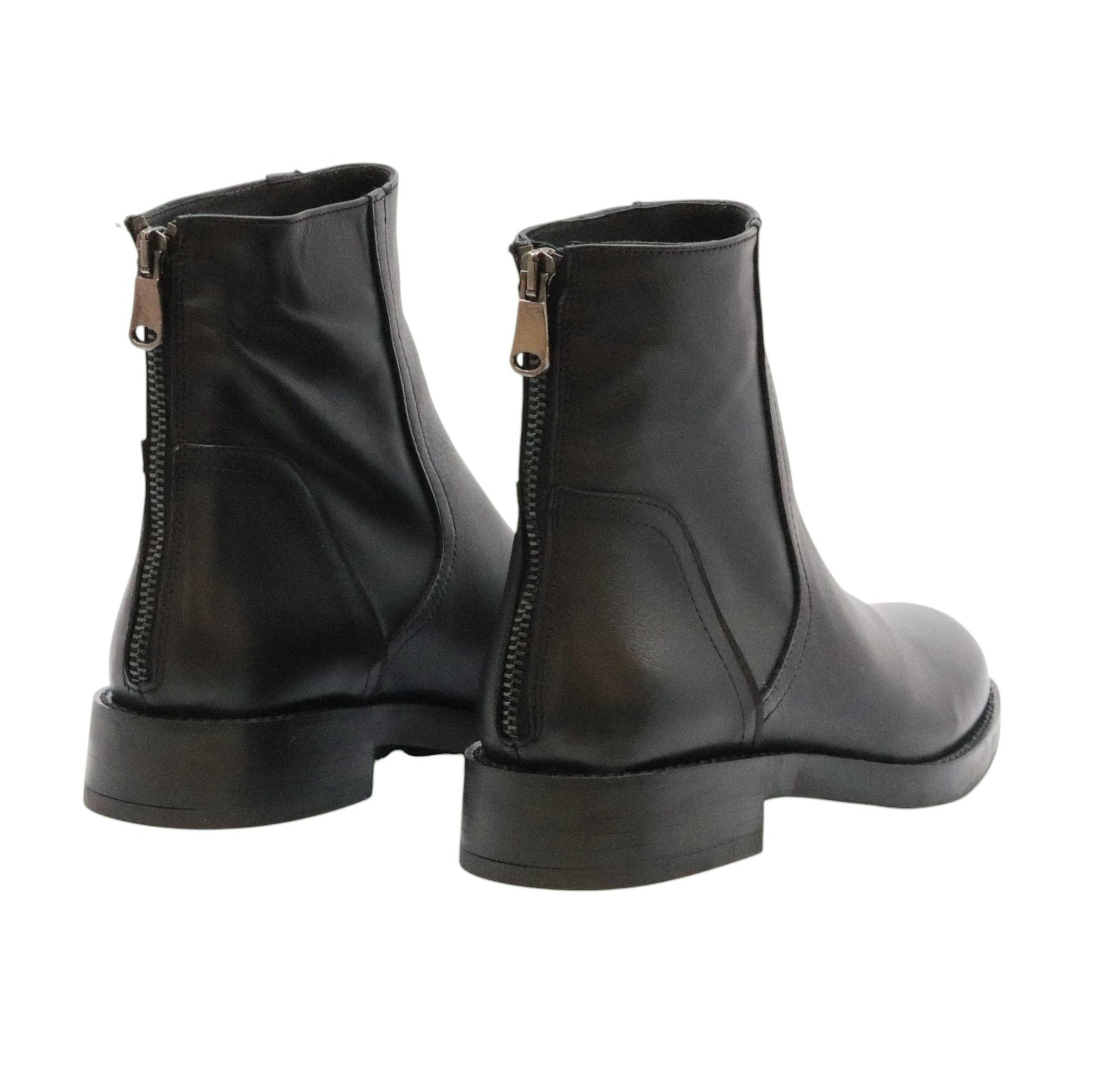 Curiositè 2629 stivaletto donna in pelle nera con zip posteriore 