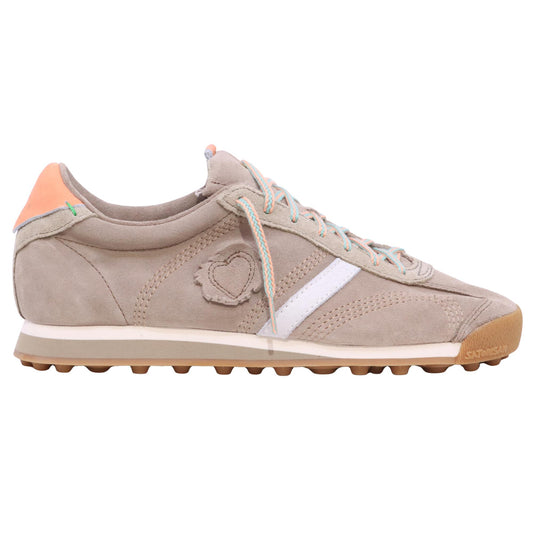 Satorisan Stardust Gravel sneaker uomo in camoscio marrone con talloncino arancio 