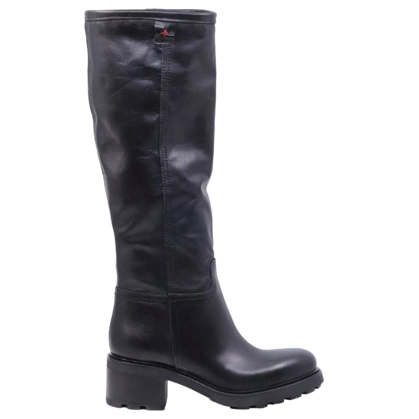 Stivale da donna Gio+ AFRA04 in pelle di colore nero 