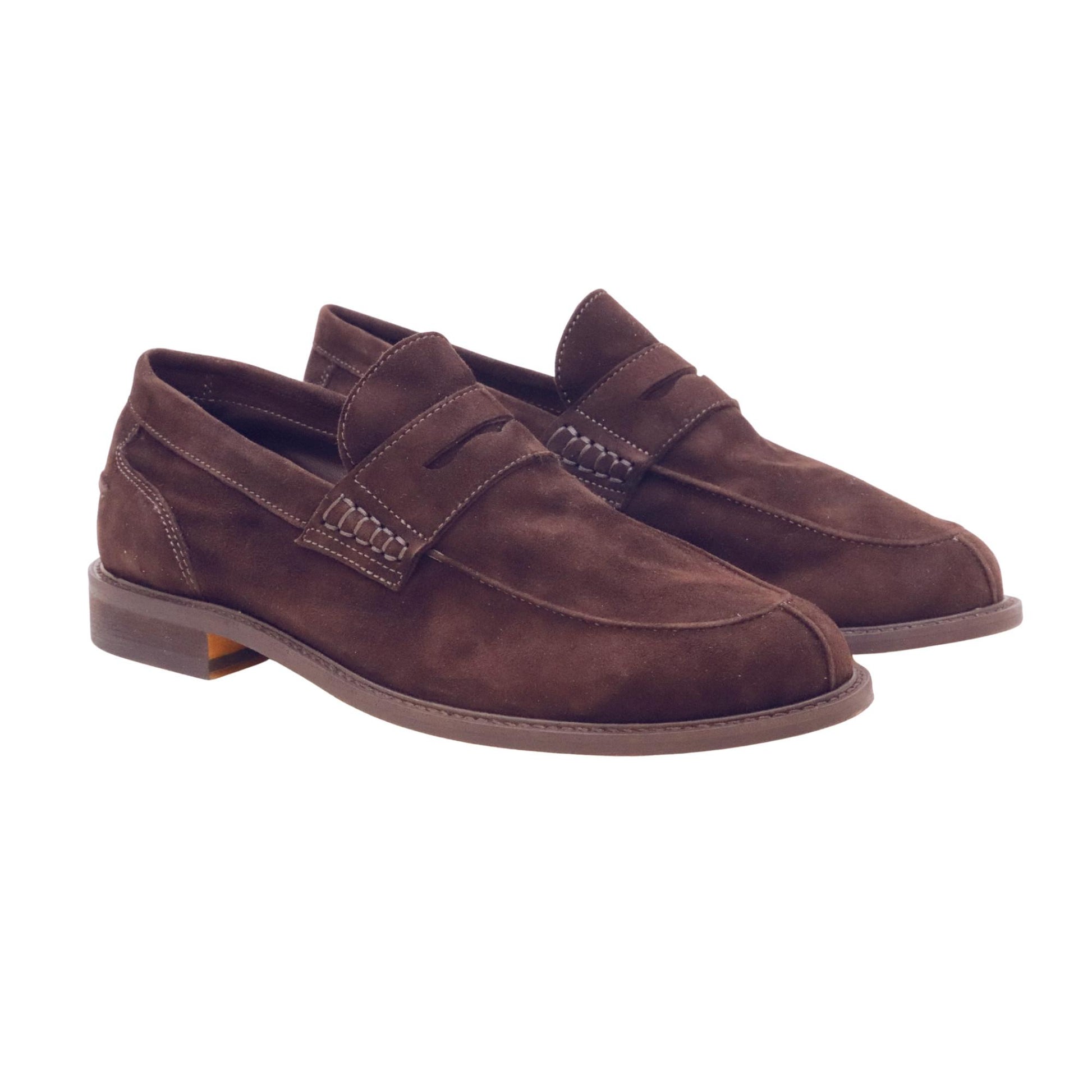 Antica Cuoieria 23115 Amalfi mocassino uomo in camoscio marrone con suola in cuoio 