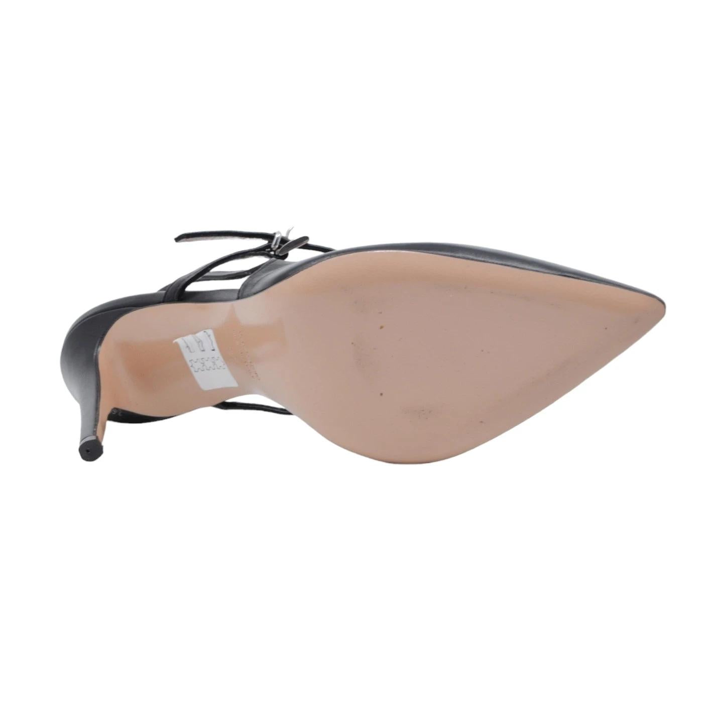 Anna F 1395 slingback donna in pelle nera elegante da cerimonia con tacco alto 