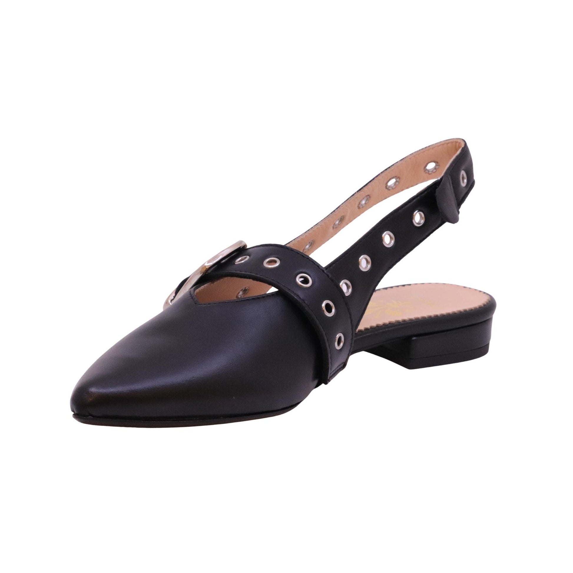 Jaffè 655 Nappa Nero slingback donna in pelle nera con tacco basso 