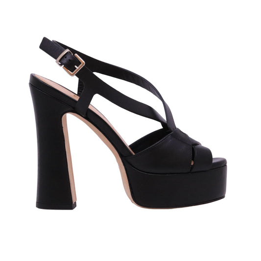 Chantal 3101 Nappa Nero sandalo donna con plateau in pelle nera 