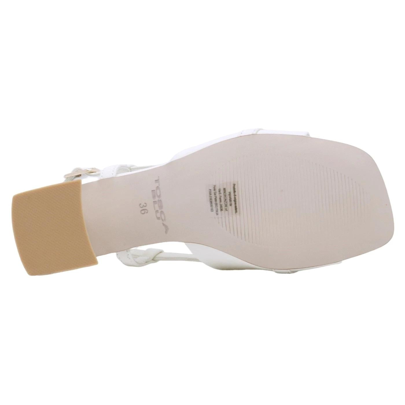 Sandalo con tacco Tosca Blu Ida in pelle latte con accessorio 