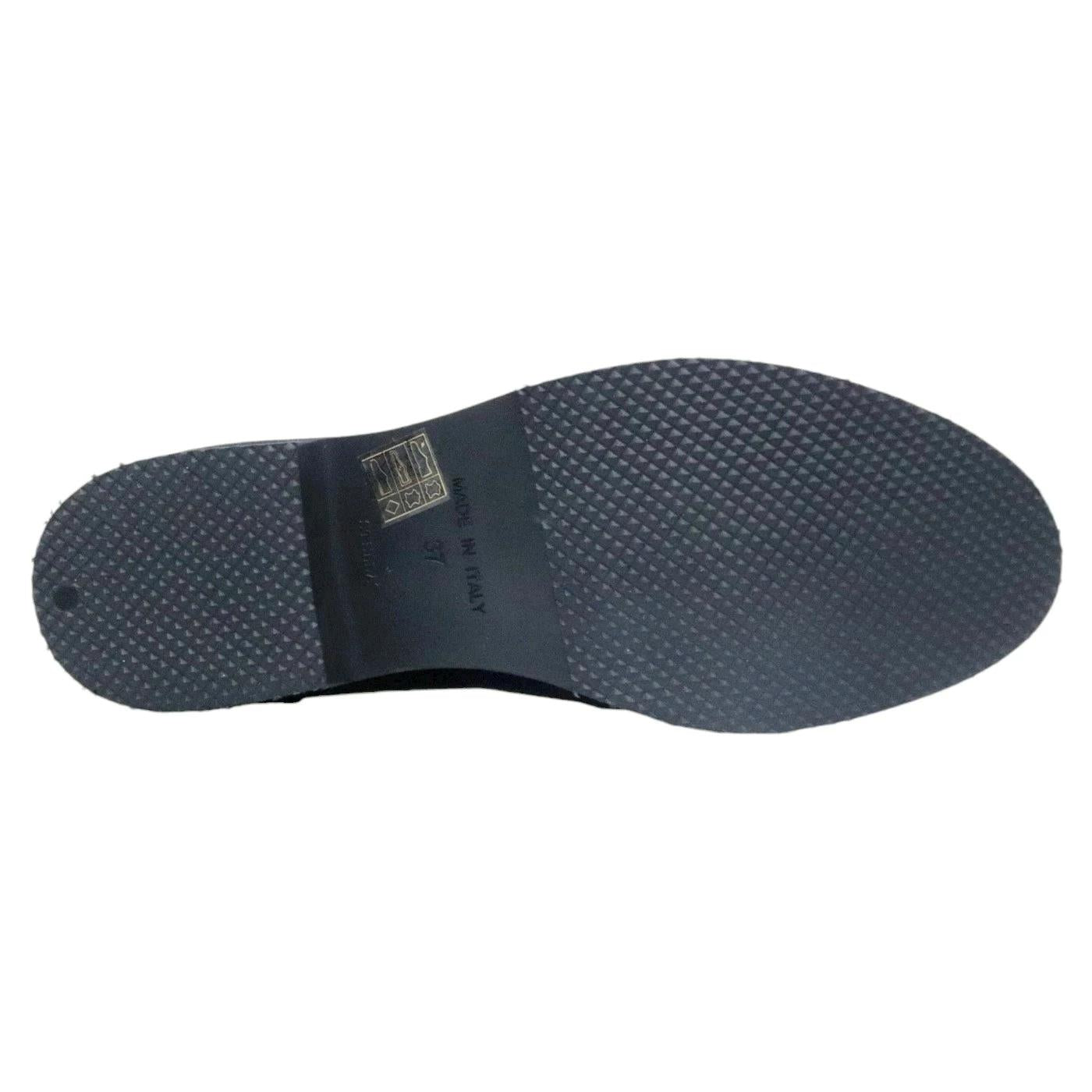 Le Briella Z759 mocassino donna in pelle nera con frangia 