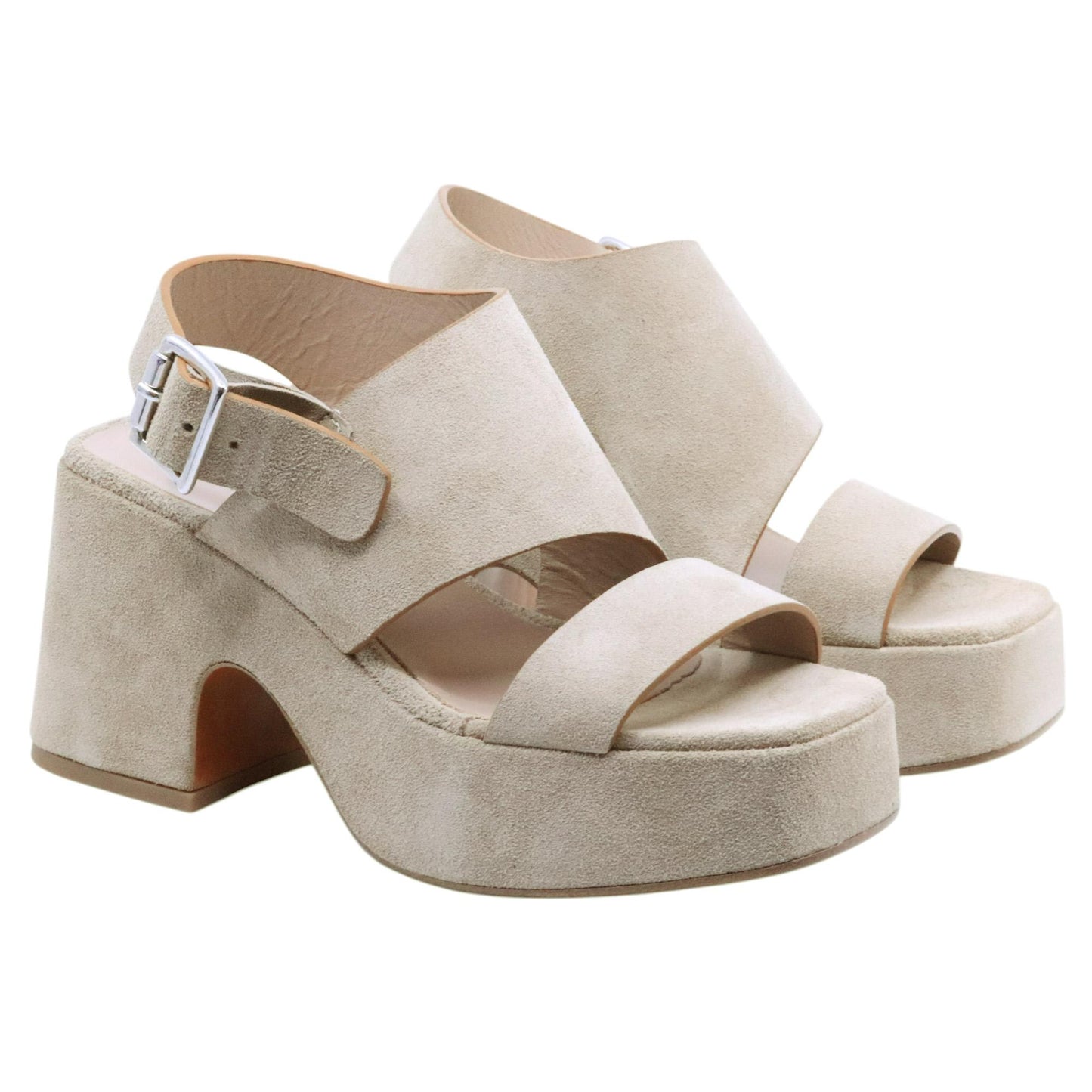 Sandalo con tacco Curiositè 2747 in camoscio taupe 