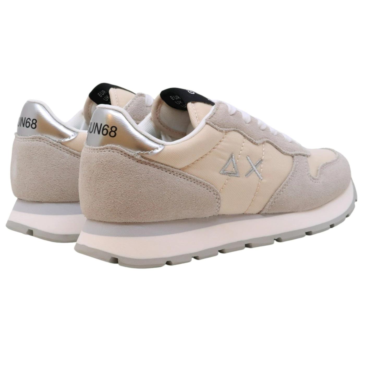 Sneaker donna Sun68 Ally Gold Silver Z44202 in tessuto panna 