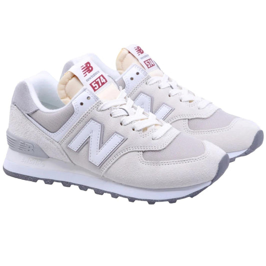 Sneaker donna New Balance 574 in tessuto e camoscio di colore grigio e beige 