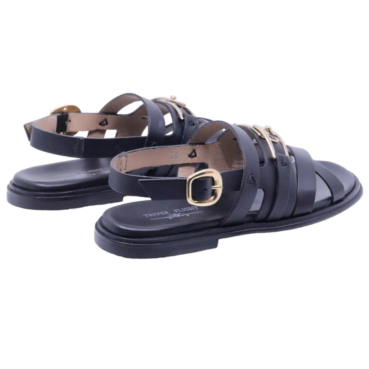Sandalo donna Triver Flight 725 in pelle nera 