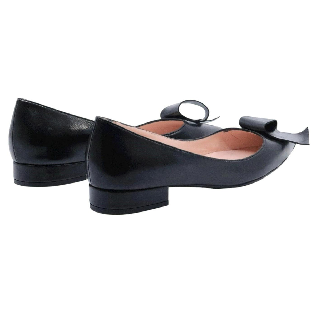 Ballerina donna Anna F 1798 in pelle nera con fiocco decorativo 