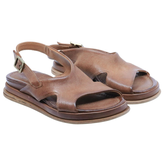 Sandalo donna AS98 B60018 in pelle marrone 