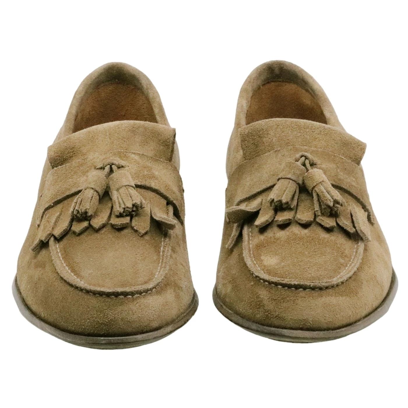 Mocassino uomo Crispiniano 02 in pelle scamosciata taupe 