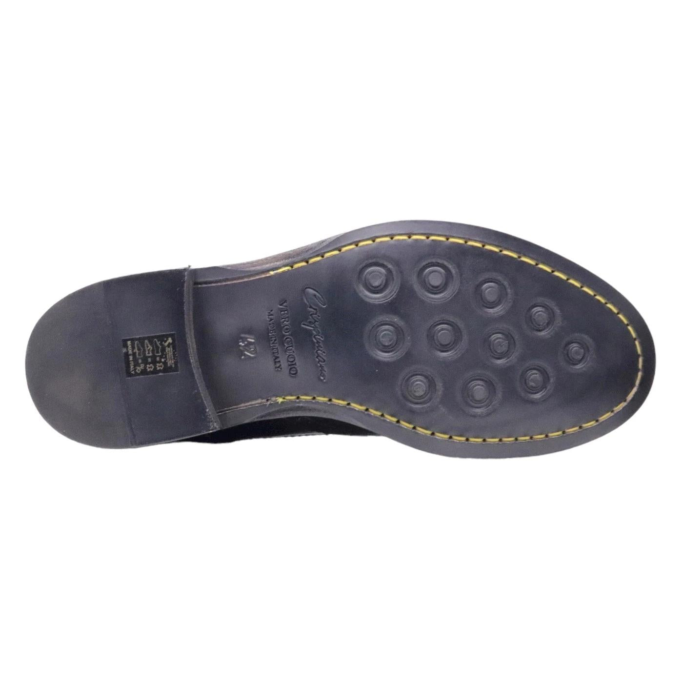 Scarpa Derby imperiale da uomo Crispiniano 481 in pelle nappata nera 