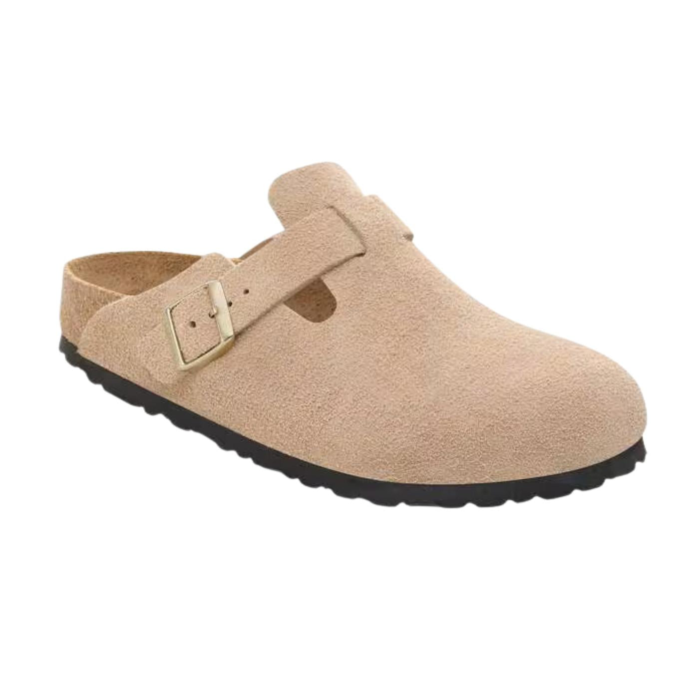 Birkenstock Boston pelle scamosciata Sandcastle sabot donna narrow fit 