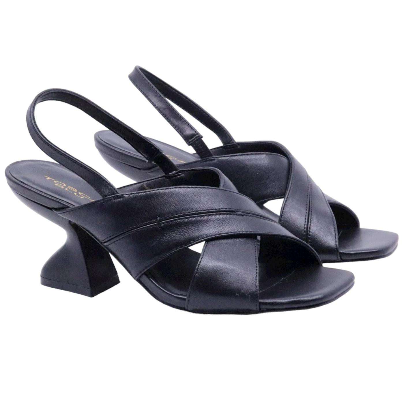 Sandalo con tacco Tosca Blu Ilaria in pelle nera 