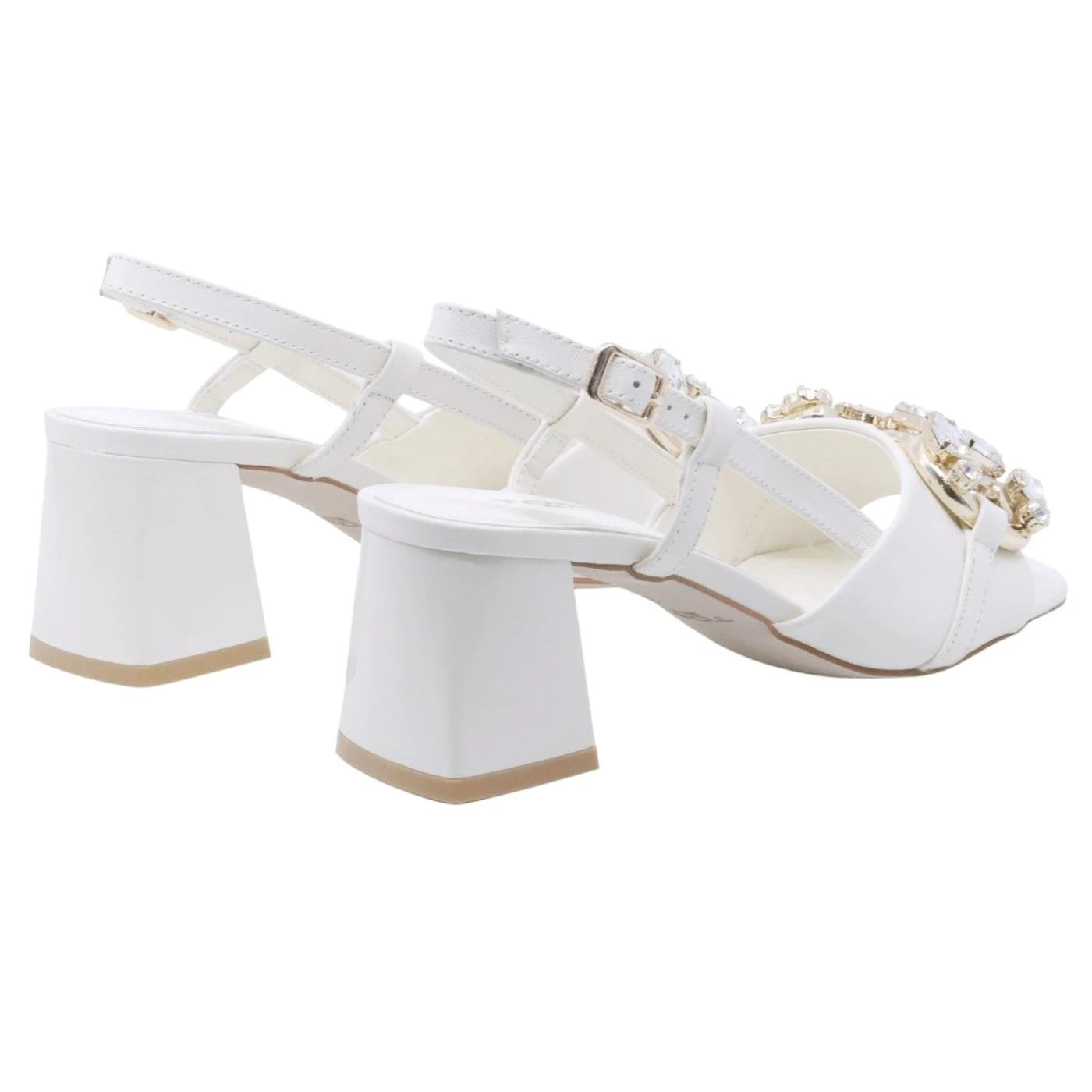 Sandalo con tacco Tosca Blu Ida in pelle latte con accessorio 