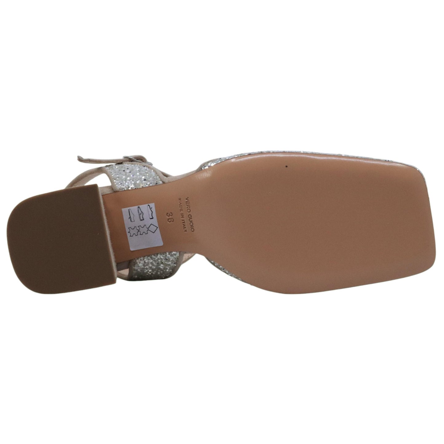 Slingback donna Anna F 1838 in glitter platino e argento 