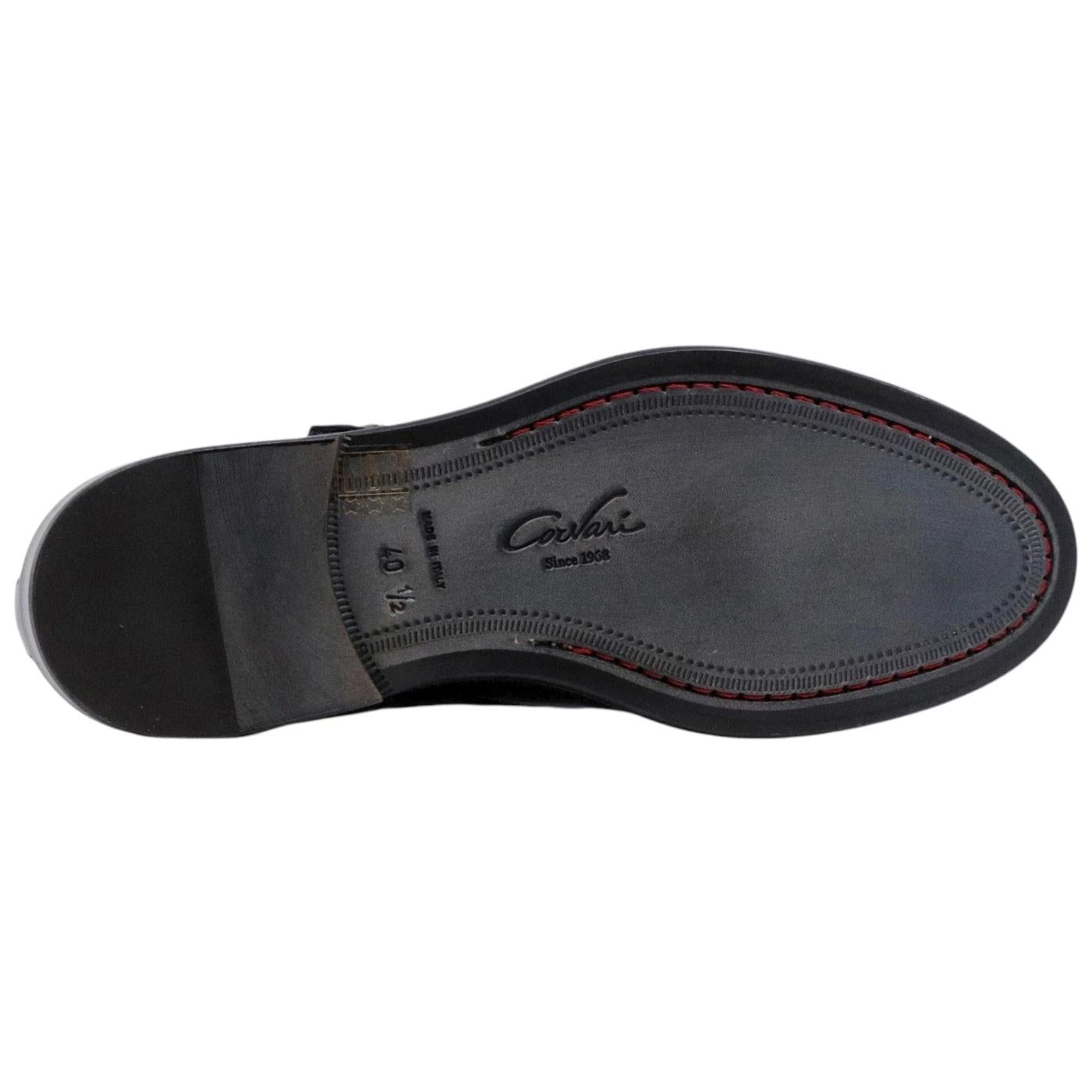 Scarpa uomo con doppia fibbia di Corvari in pelle nera 