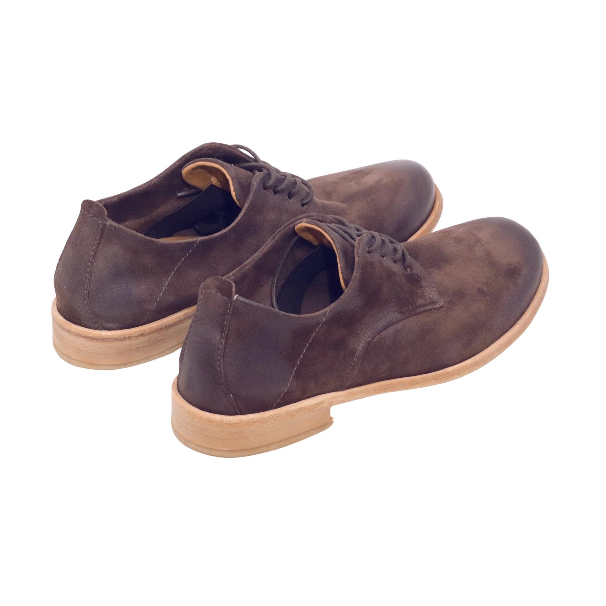 AS98 Cirillo Z59101 scarpa allacciata uomo in camoscio ebano con suola in cuoio 