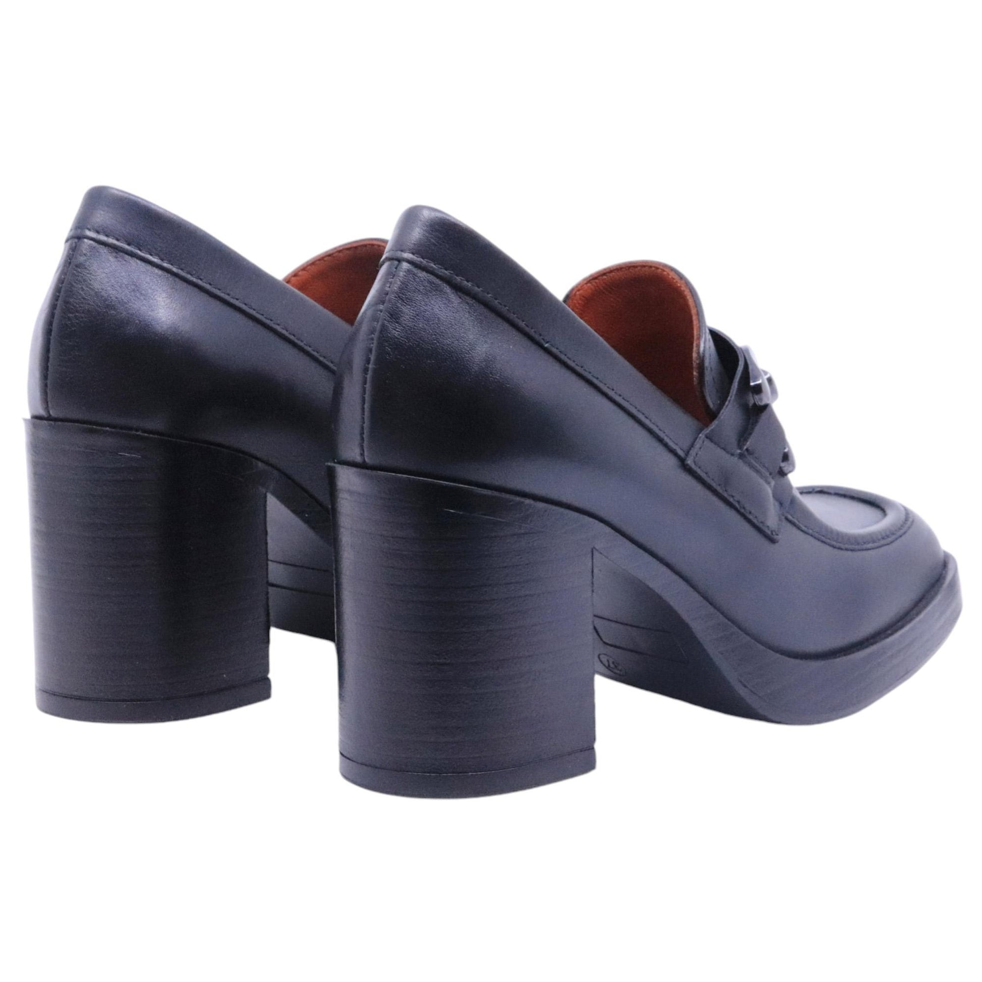 Mocassino con tacco Mjus P96126 da donna in pelle nera 