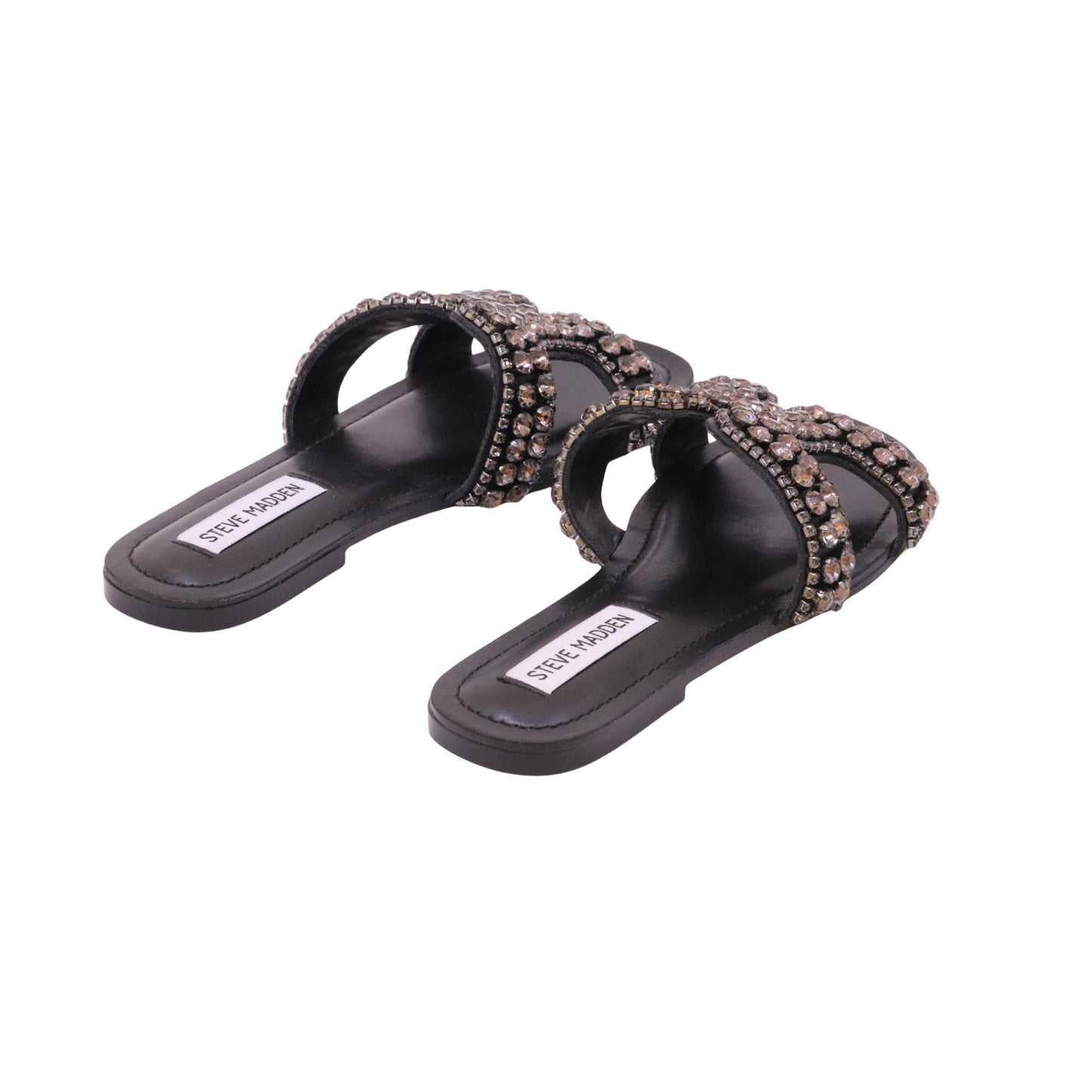 Steve Madden Zaira Black Action Lea ciabatta donna nera con strass 