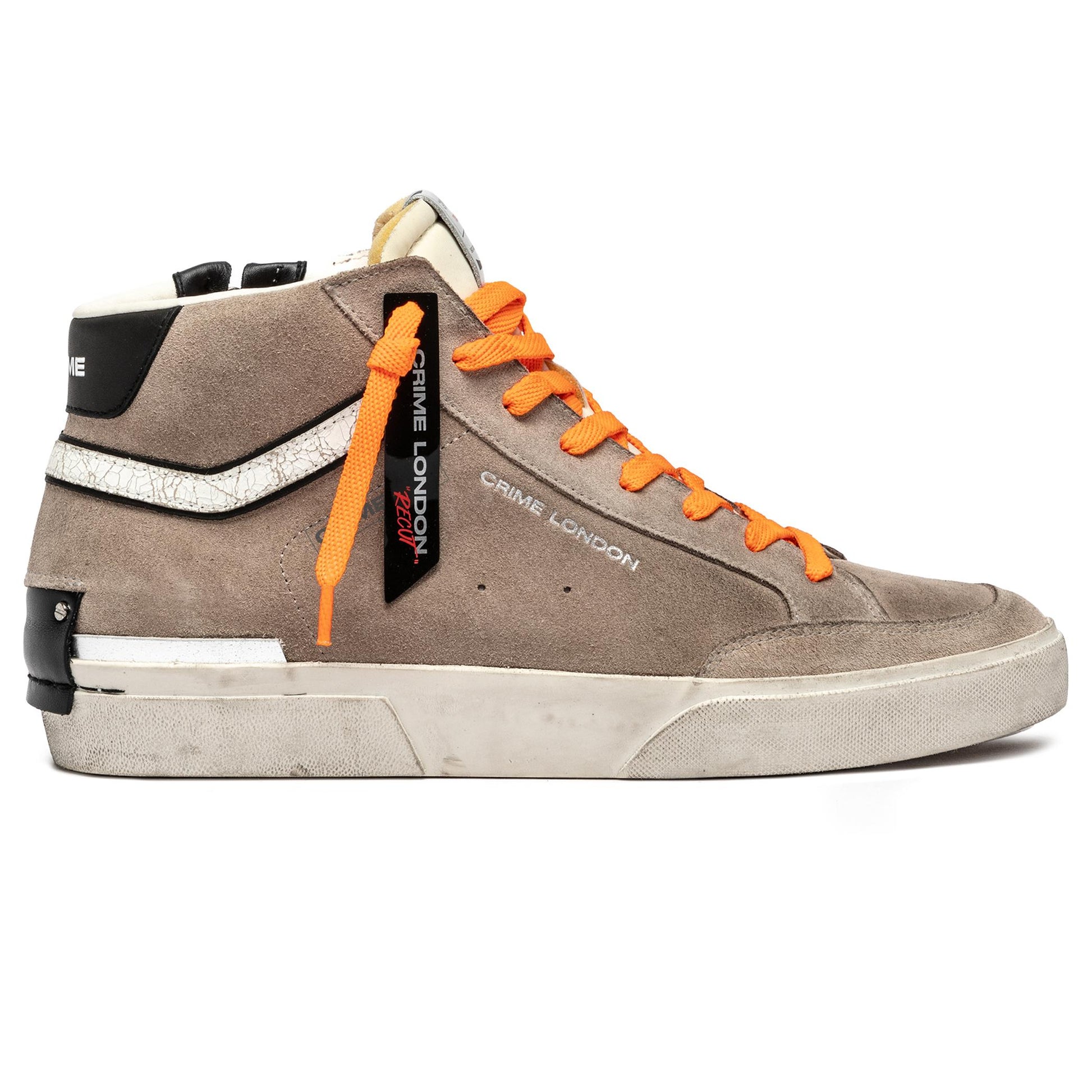 Crime London 11171 SK8 Recut High sneaker uomo camoscio beige 