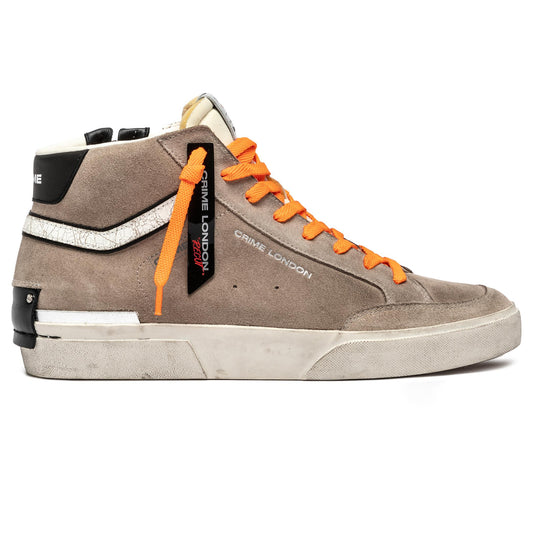Crime London 11171 SK8 Recut High sneaker uomo camoscio beige 