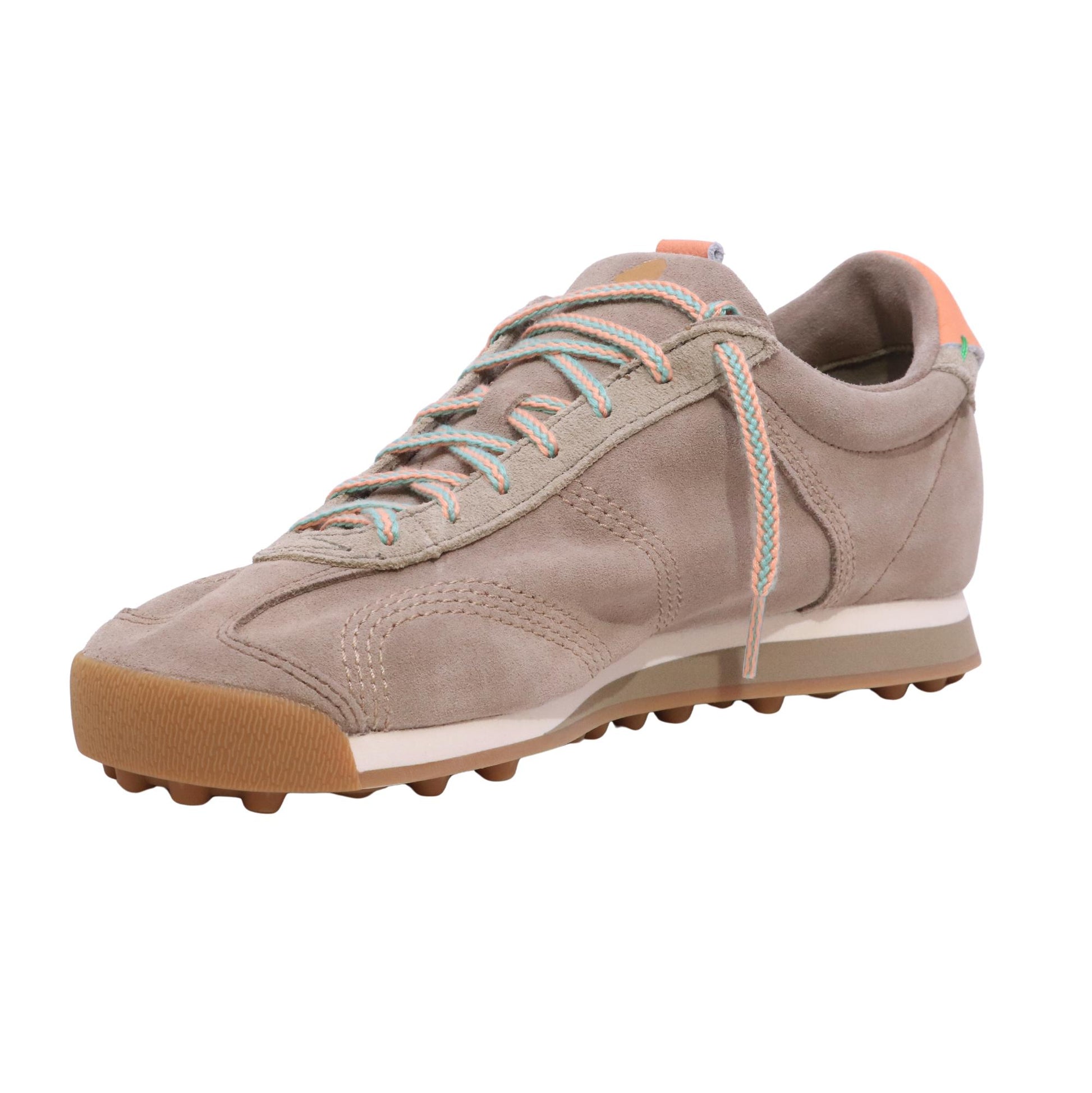 Satorisan Stardust Gravel sneaker uomo in camoscio marrone con talloncino arancio 