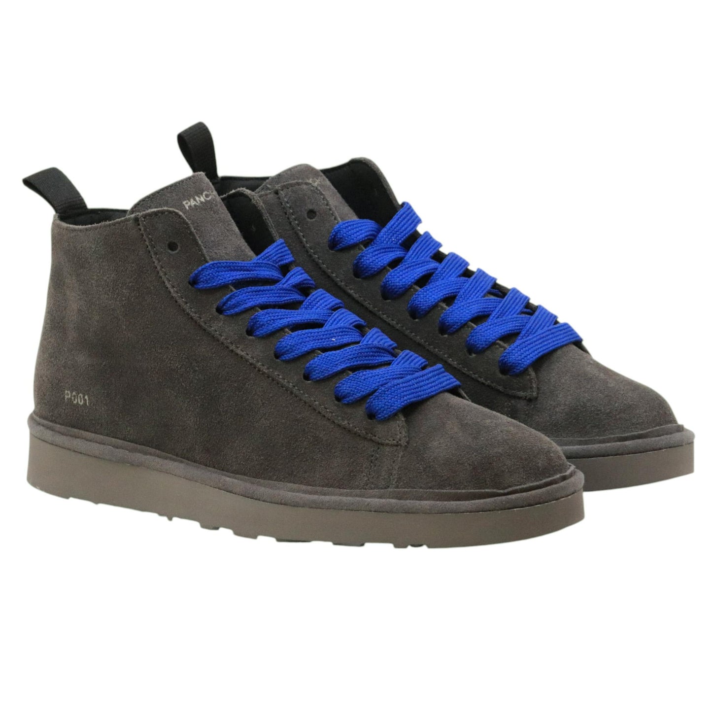 Panchic P001 polacchino uomo in suede antracite e lacci blu 