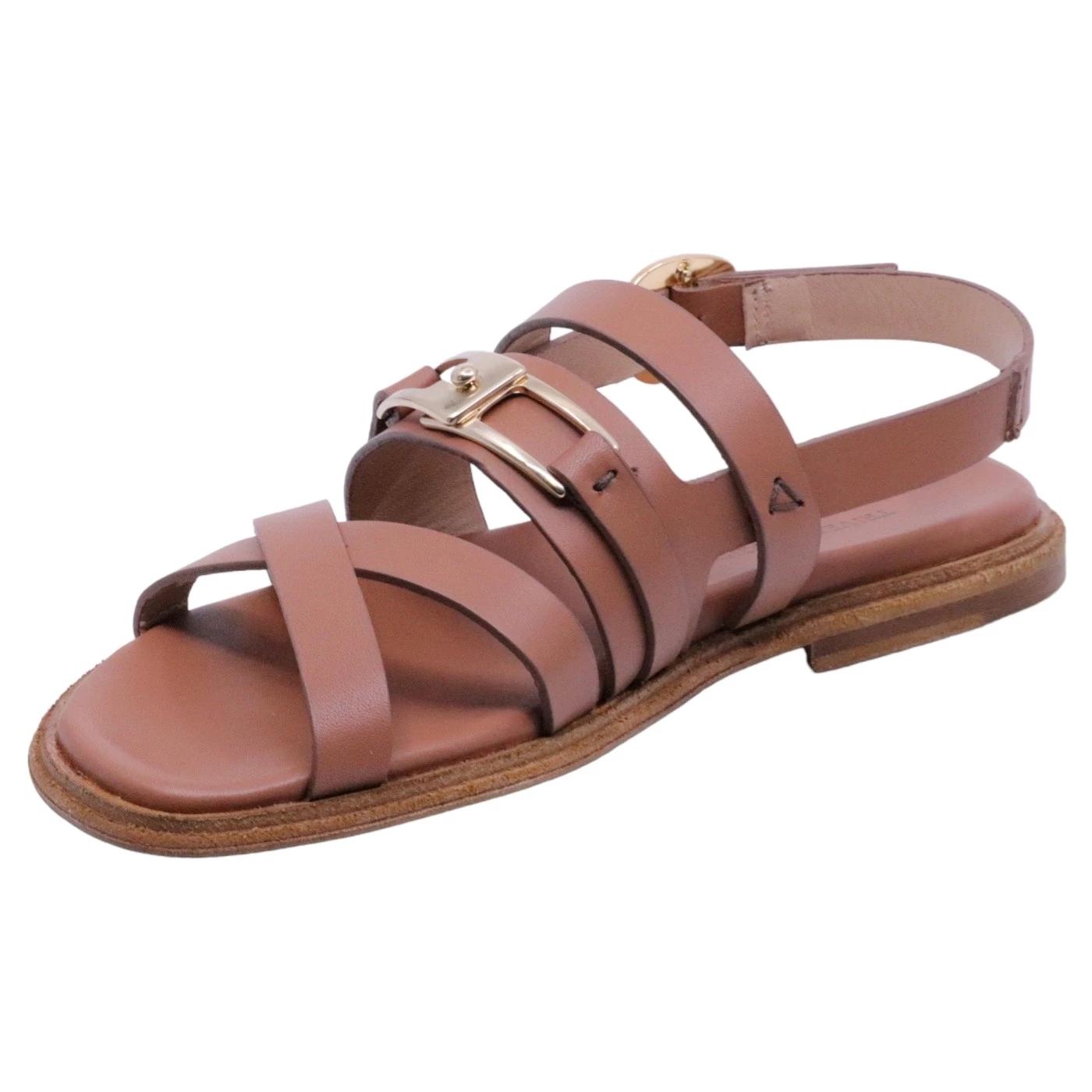 Sandalo donna Triver Flight 725 in pelle color cuoio 