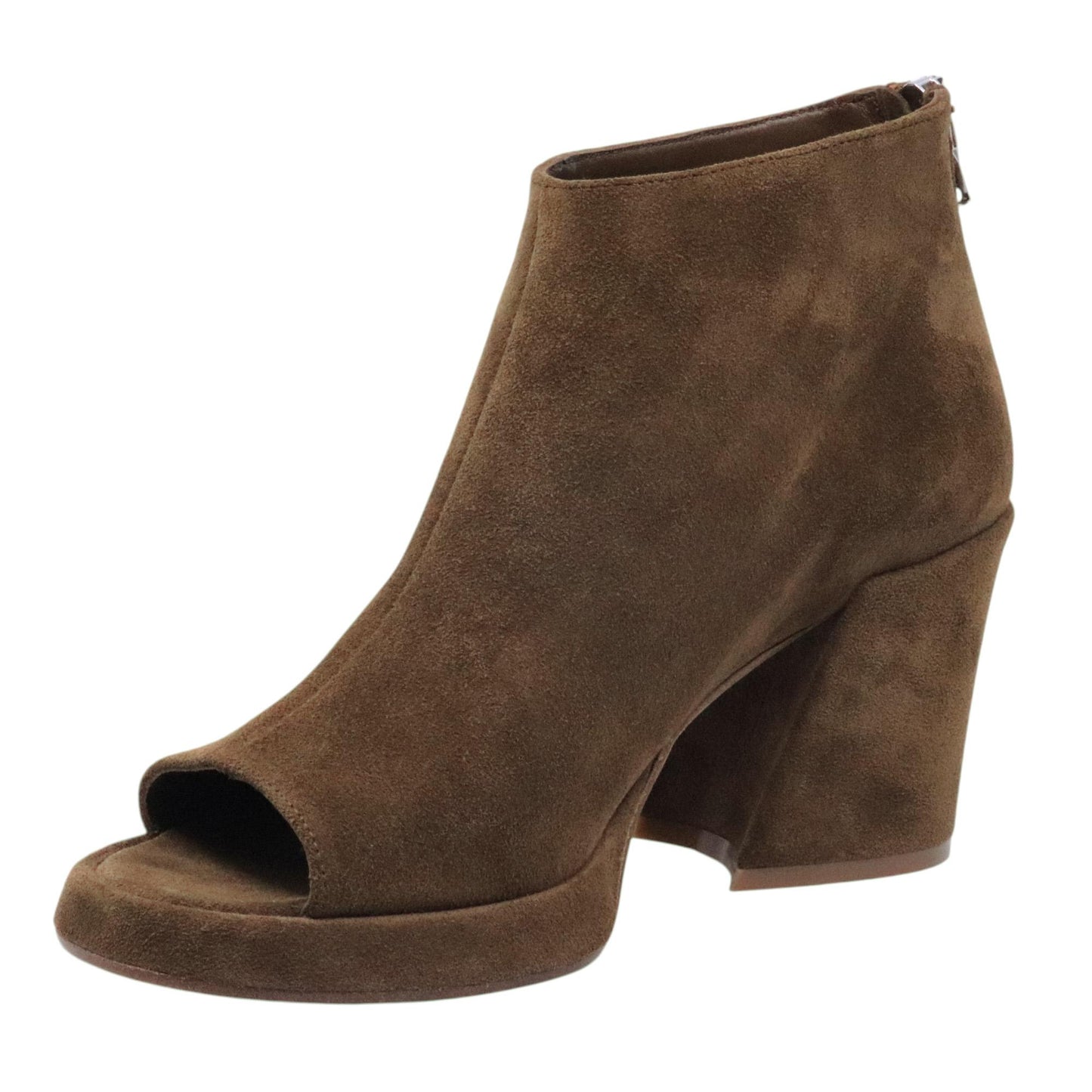 Stivaletto donna Curiositè 2735 in camoscio marrone con punta aperta 