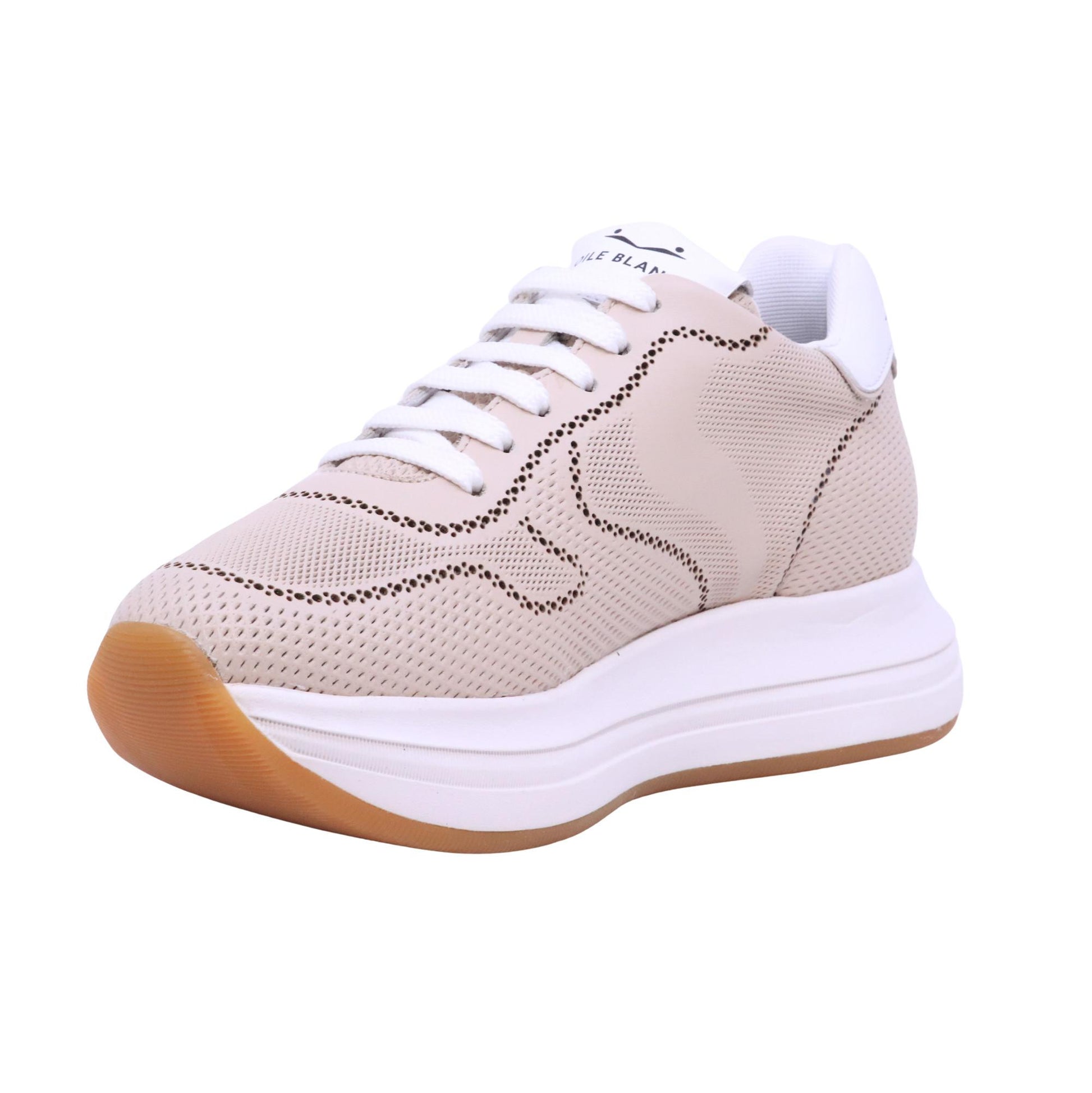 Voile Blanche Merry 15 sneaker donna in pelle traforata beige 