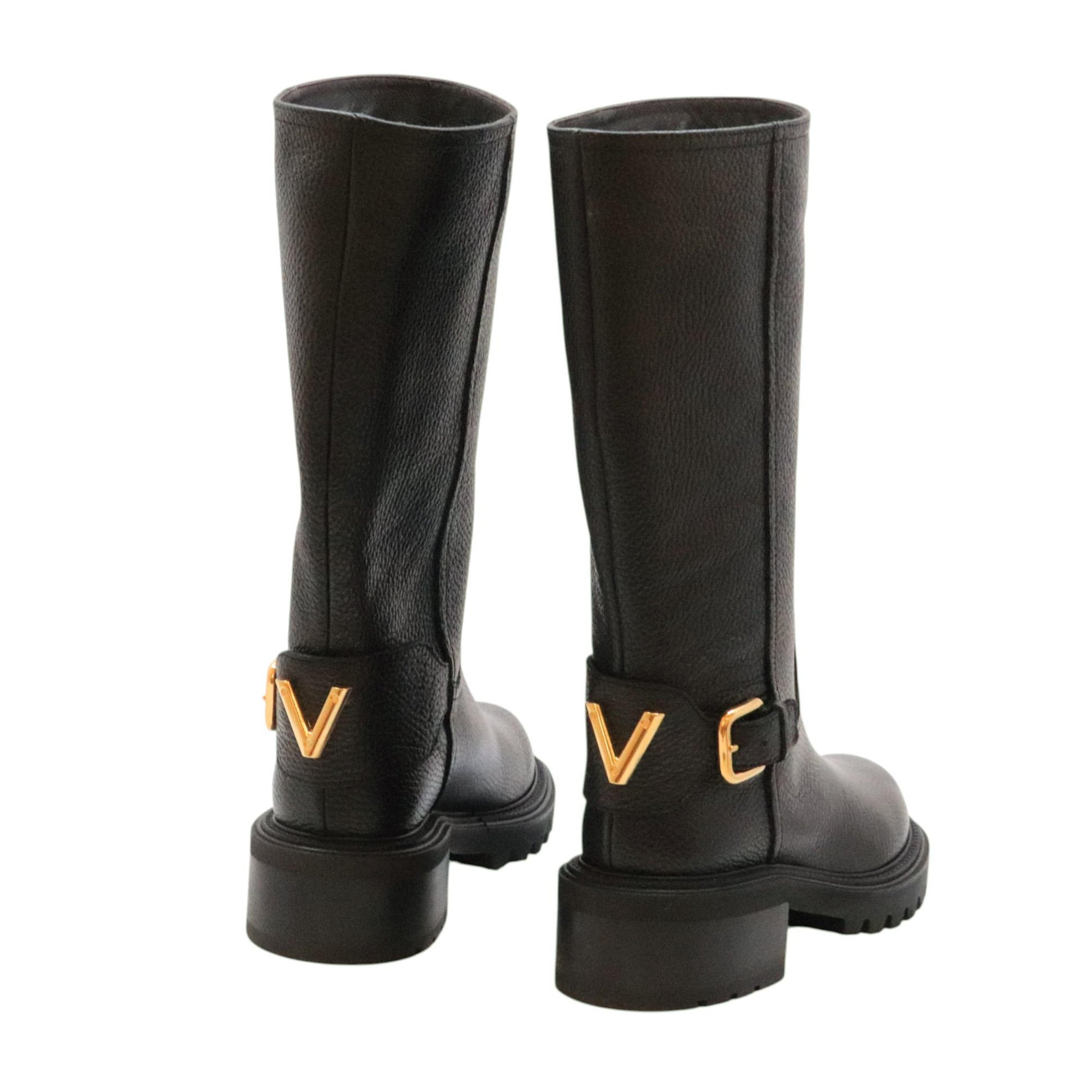 Via Roma 15 4496 stivale donna in pelle martellata nera 