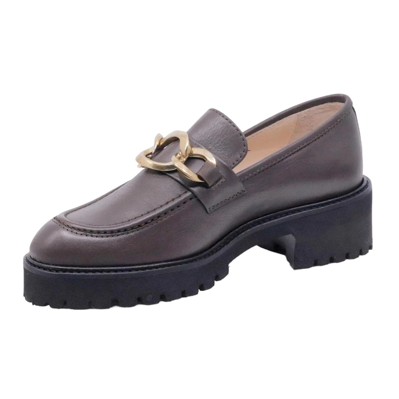 Le Briella Z800 D mocassino donna in pelle testa di moro con morsetto 