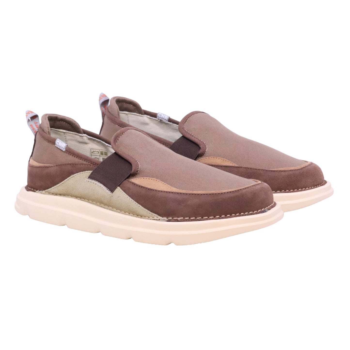CNR Easy Clip sneaker uomo in camoscio e tessuto dark brown senza lacci casual comfort 