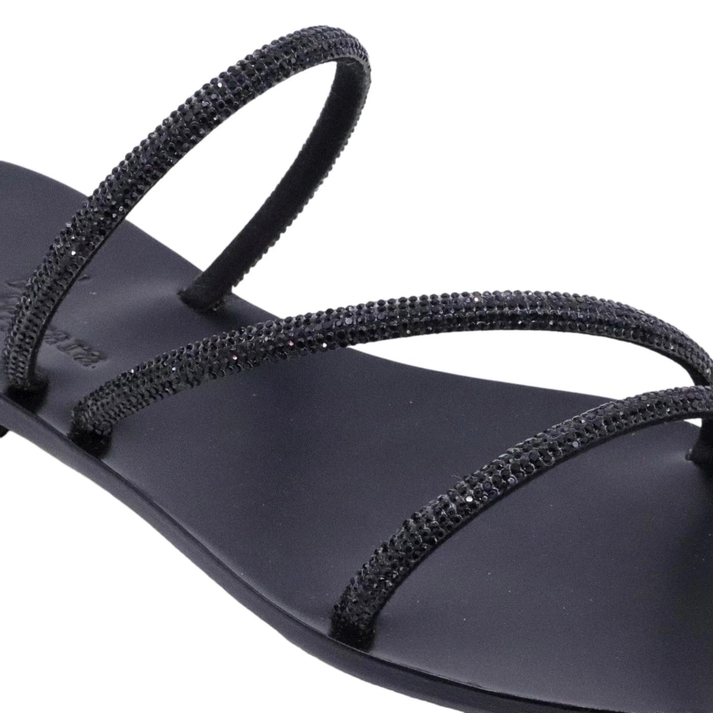 Sandalo caprese Paolo Ferrara 3114 in nero con strass luminosi 