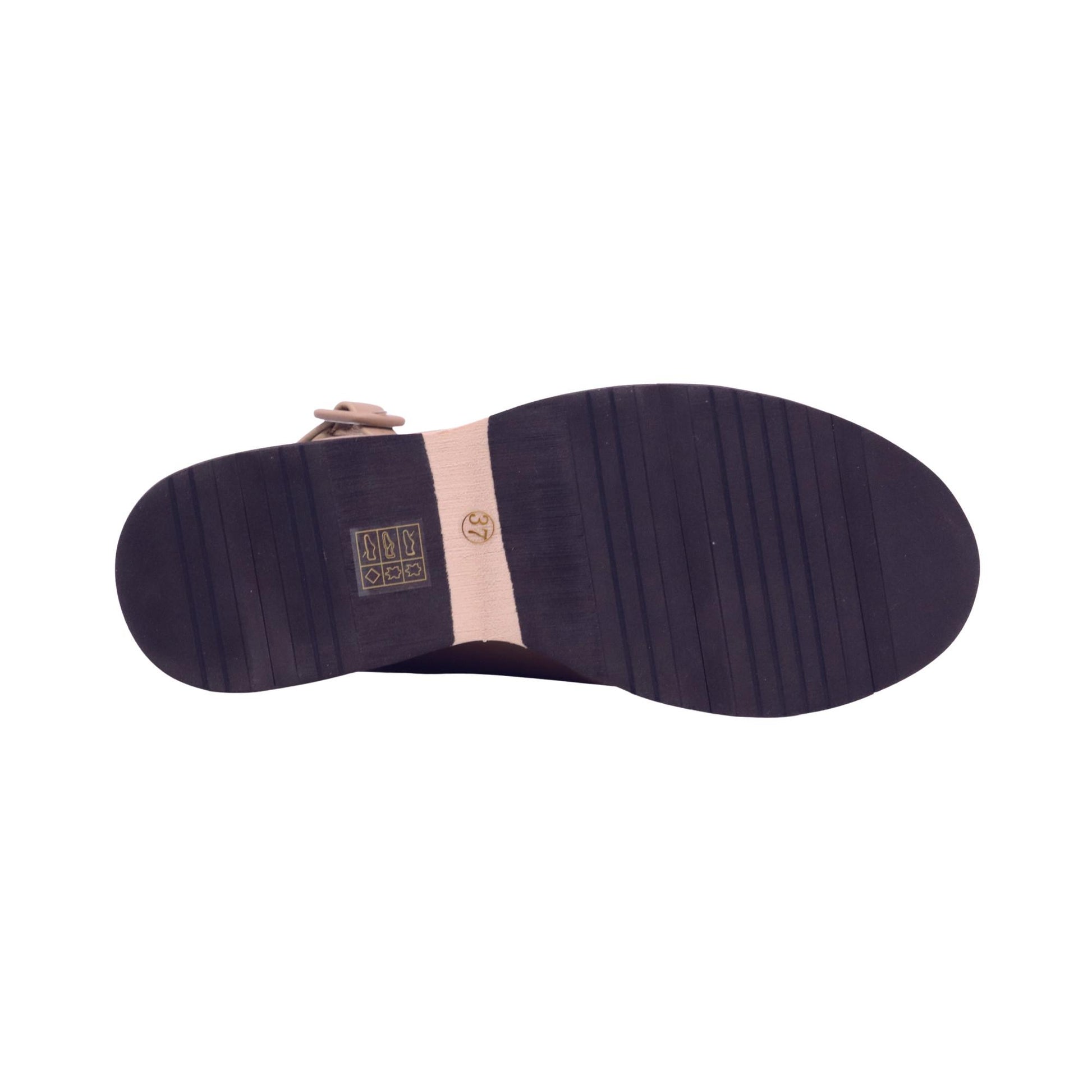 Jeannot AJ523C sandalo zeppa donna in pelle nappa sabbia con cinturino 