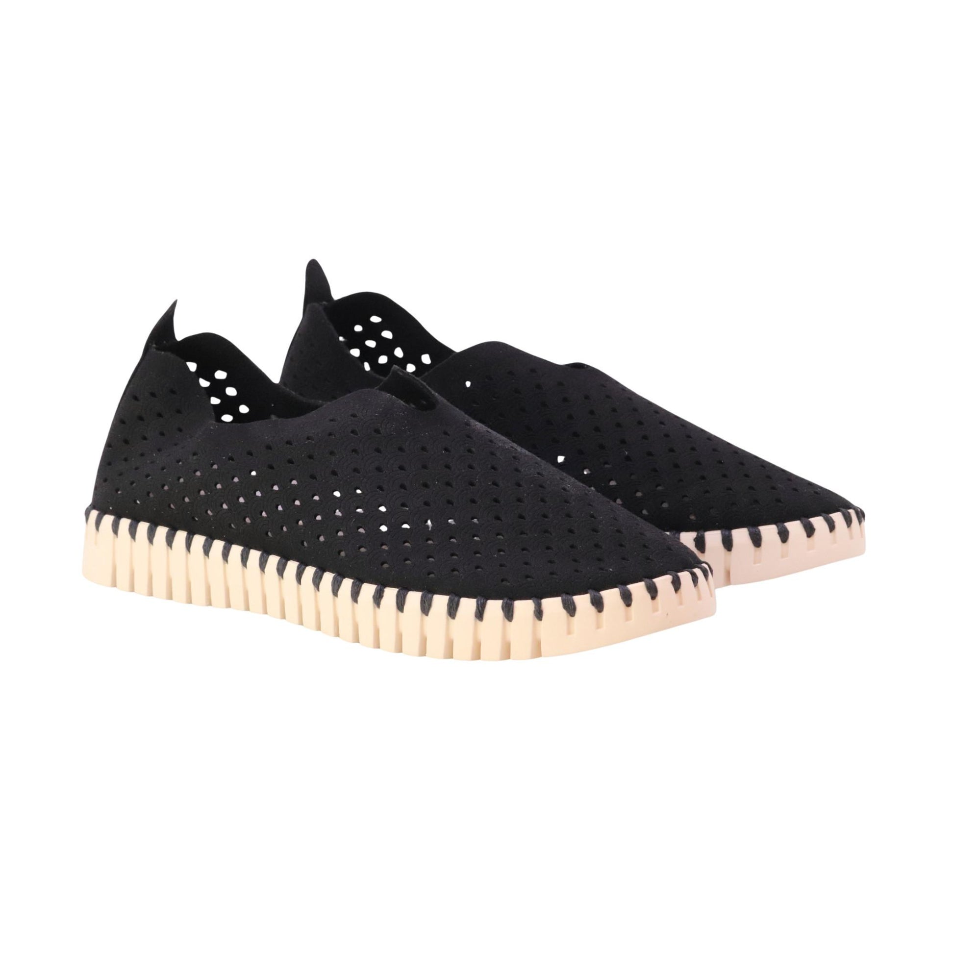 Ilse Jacobsen Tulip 3275 mocassino slip-on donna in microfibra riciclata nera traforata 