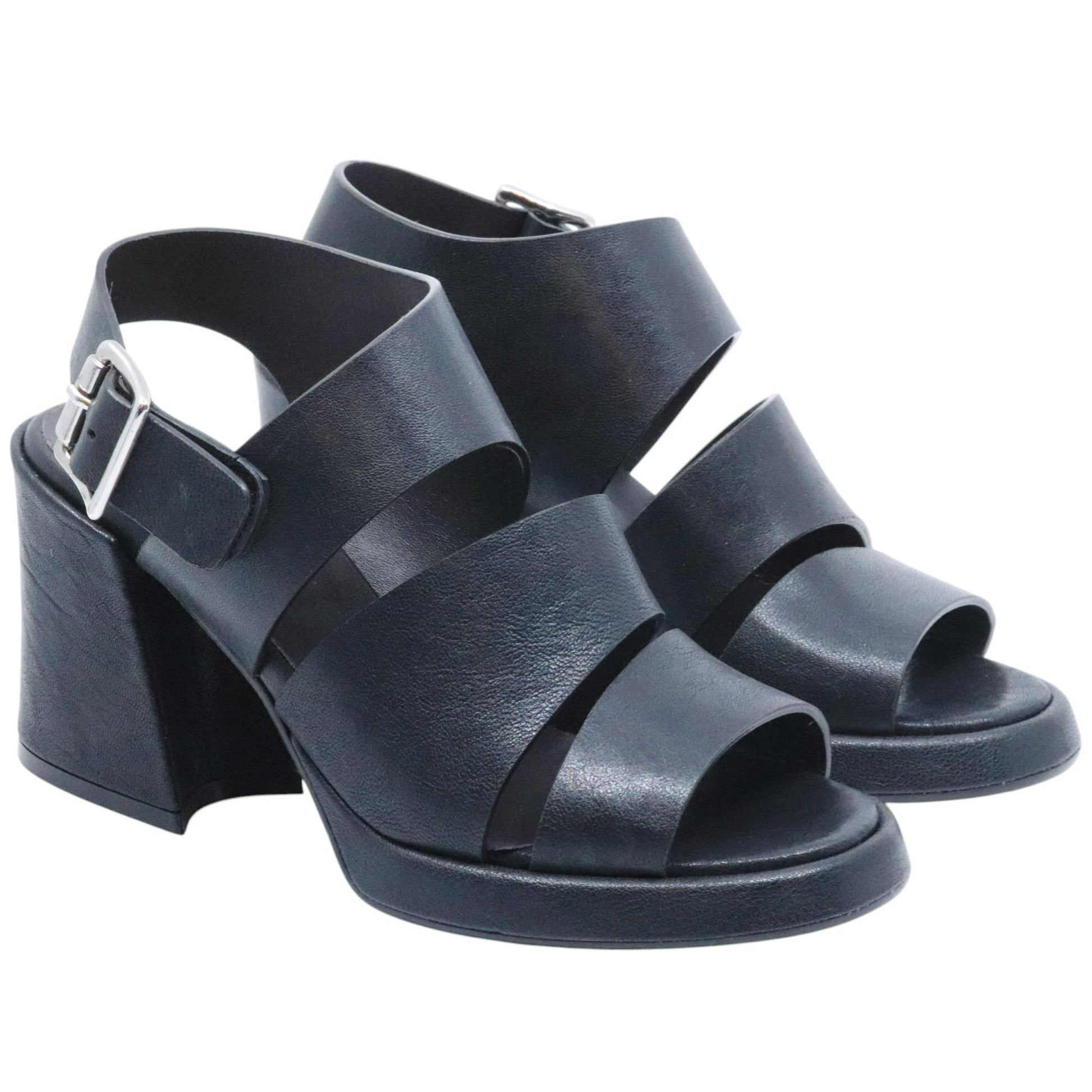 Sandalo con tacco Curiositè 2740 in pelle nera 