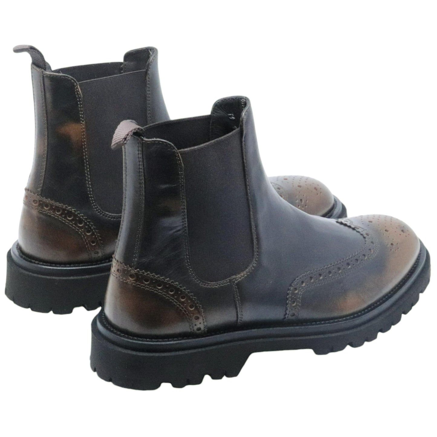 Stivaletto Chelsea Boot Antica Cuoieria 22754 in pelle nera con sfumature marroni 