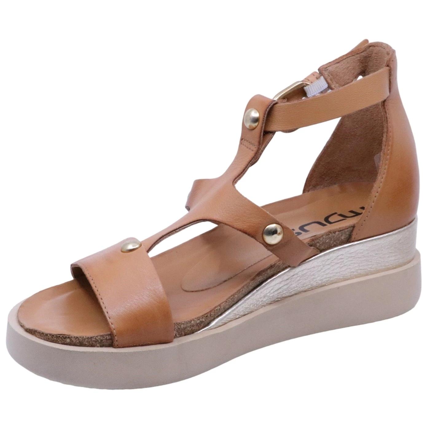 Sandalo zeppa Mjus T18014 in pelle cuoio 