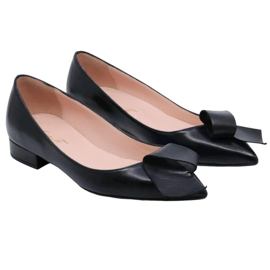 Ballerina donna Anna F 1798 in pelle nera con fiocco decorativo 