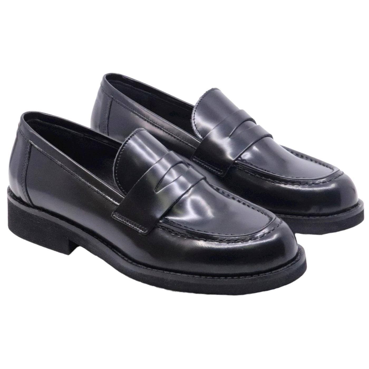 Mocassino donna Ranyé 250 in pelle spazzolata nera 