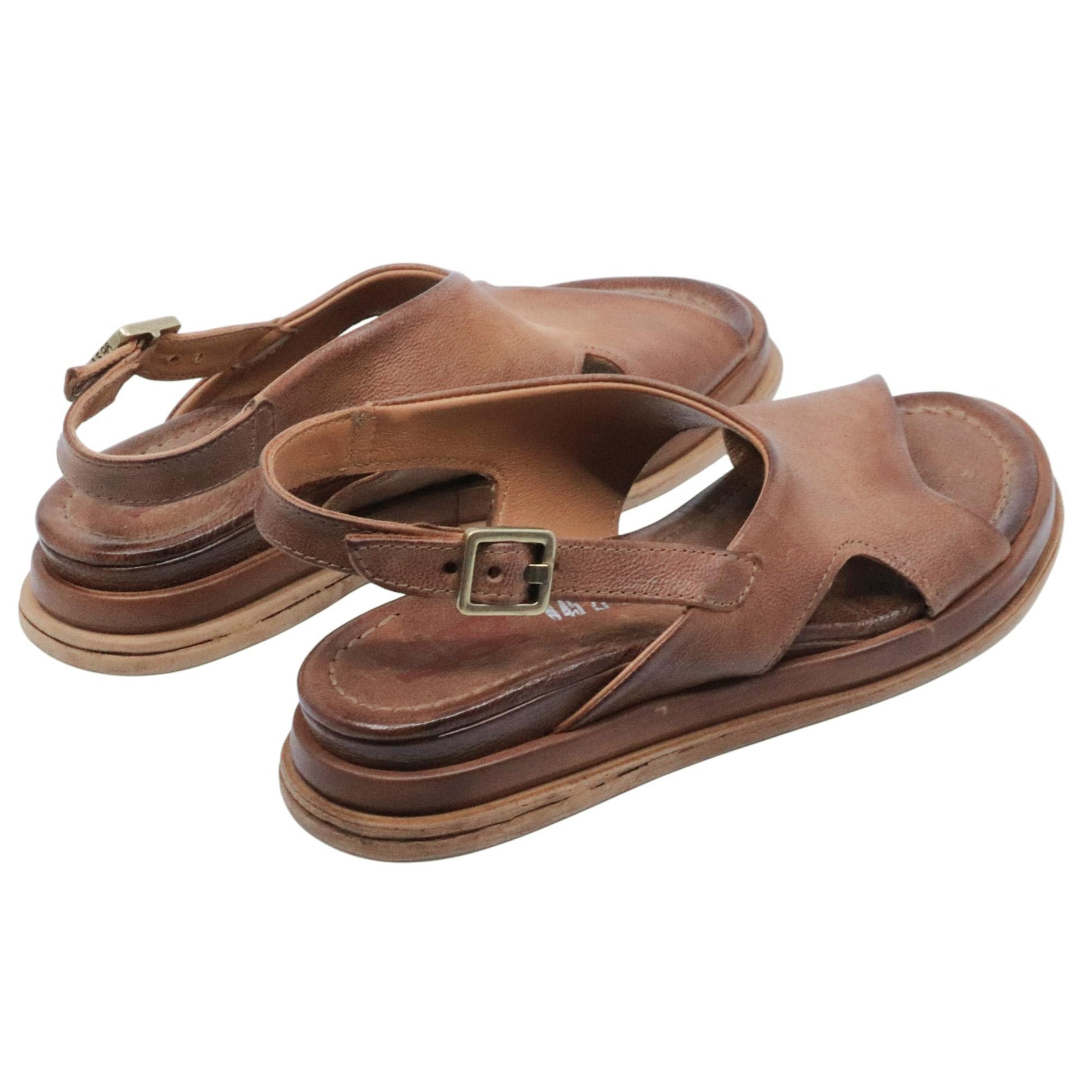 Sandalo donna AS98 B60018 in pelle marrone 