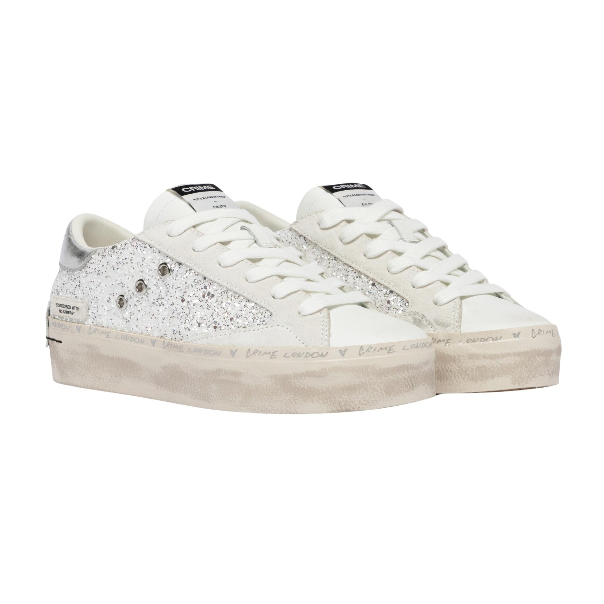 Crime London Distressed Platform Silver Dust 29052 sneaker donna 