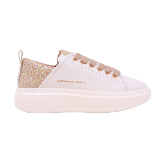 Alexander Smith Wembley White Iride 0506 sneaker donna in pelle bianca con dettagli luminosi 