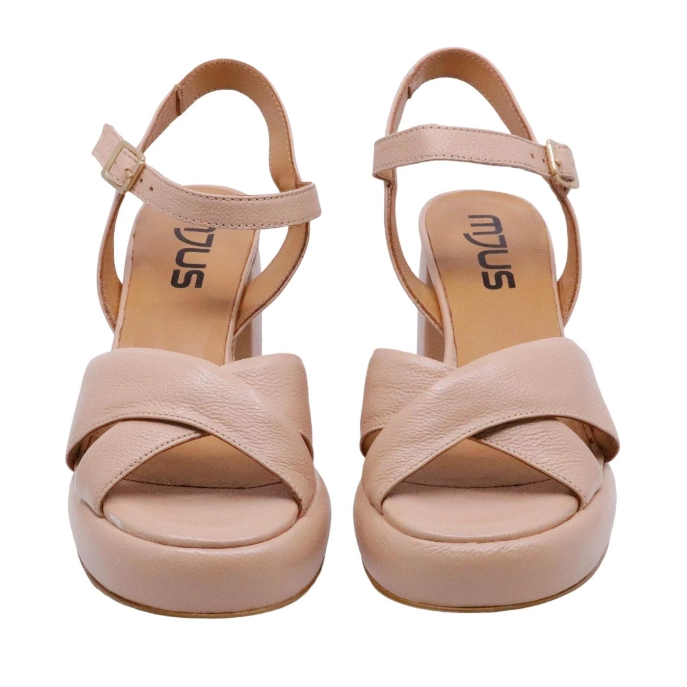 Sandalo con tacco Mjus T91005 in pelle beige sabbia 