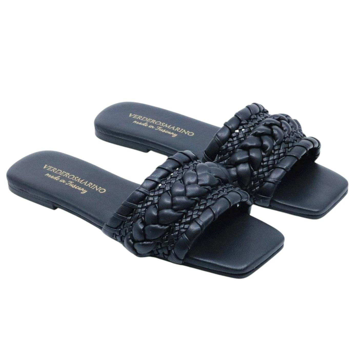 Verderosamarino 3727 ciabatta donna in pelle nera 