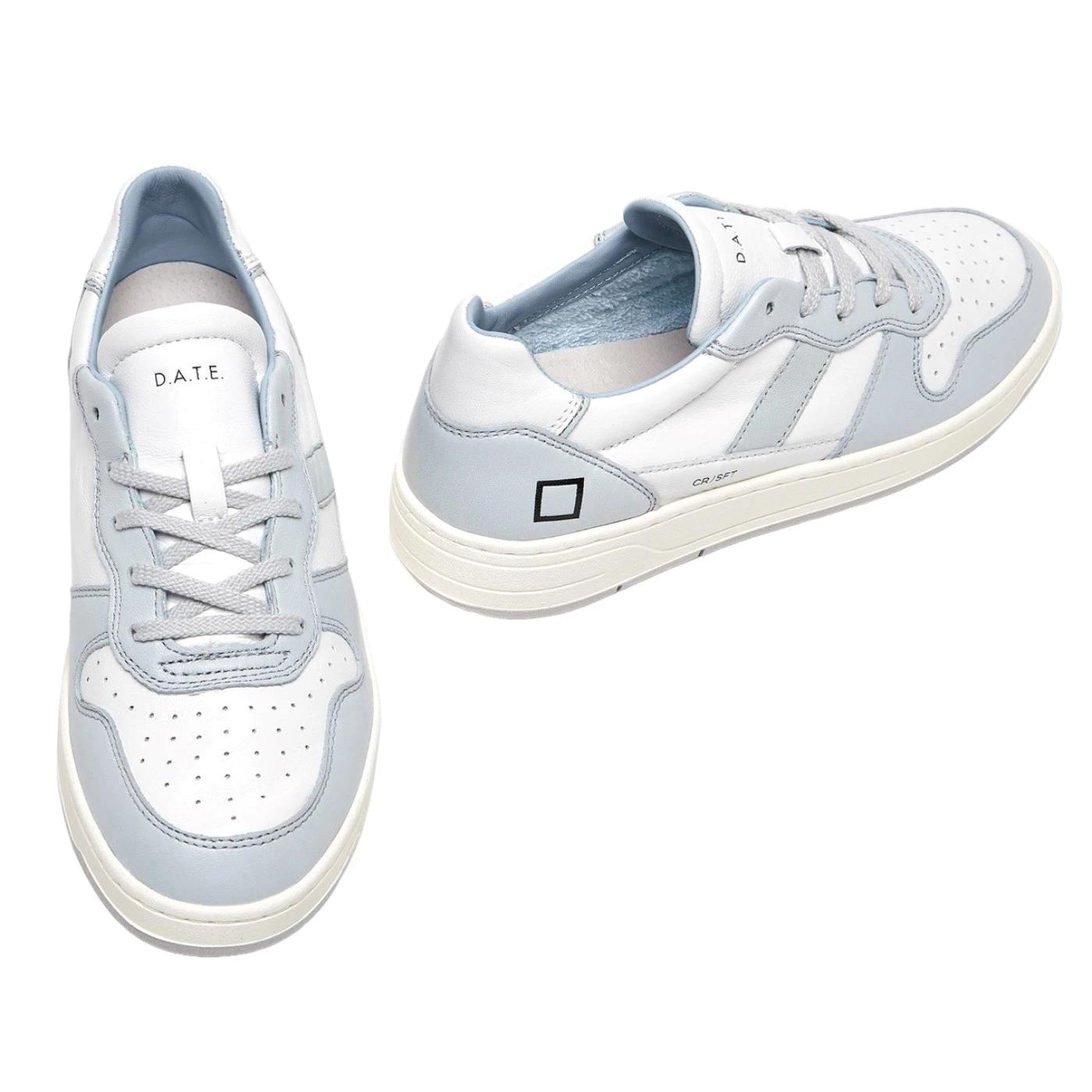 DATE Court 2.0 Soft White Cloud C2-SF-ID sneaker donna in morbida pelle bianca e azzurra 
